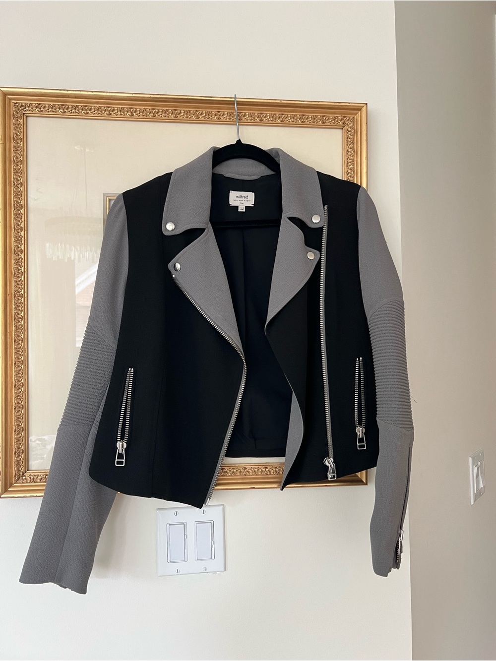 Wilfred Black & Gray Contrast Moto Jacket
